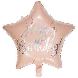 Ballon hélium étoile ""Happy Birthday"", rose, 40 cm Ø