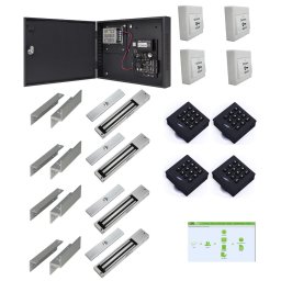 Kit complet de contrôle d'accès réseau code et badge - 4 portes