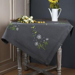 Nappe à broder ""pissenlits et oiseaux