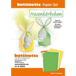 buttinette Kit créatif ""paniers de Pâques - lapin"", jaune & vert, 4 paniers