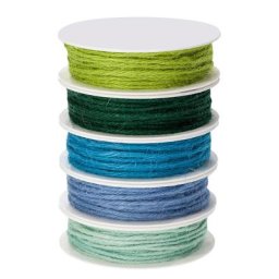 Lot de cordons de jute, tons bleus-verts, 2 mm, 5x 4 m