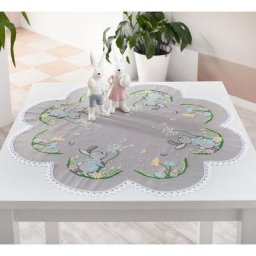 Nappe à broder en forme de fleur ""lapin et pissenlit