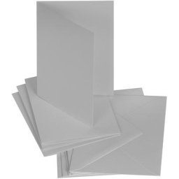 Cartes doubleset enveloppes, gris, A6/C6, 50 pièces