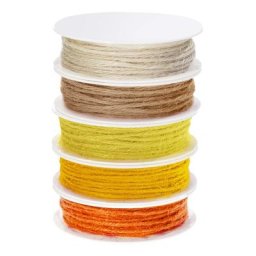 Paquet de cordes de jute, jaune, 2 mm, 5x 4 m