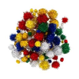 Set de pompons scintillants, 4–25 mm Ø, 100 pièces