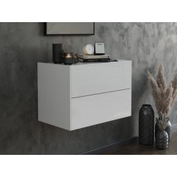 Meuble de rangemt Urban à suspdre à 2 tiroirs push to op Blanc brillant