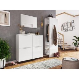 Meubles couloir Amica 3 pièces pour 22 paires de chaussures Blanc brillant