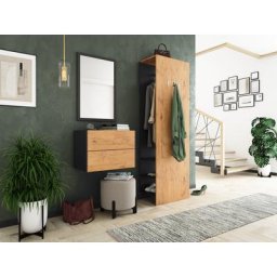Ensemble meubles d'entrée Blu-S 3 pièces Push-to-op pour 6 paires Oak