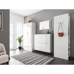 Ensemble meubles d'entrée Core-L 4 pièces pour 52 paires Blanc brillant