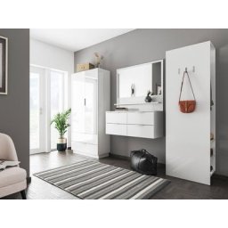 Meubles couloir City 4 pièces pour 36 paires de chaussures Blanc brillant