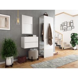 Ensemble meubles d'entrée Blu-S 3 pièces Push-to-op pour 6 paires Blanc brillant