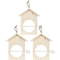 Mangeoires en bois ""maisons"", 3 pièces