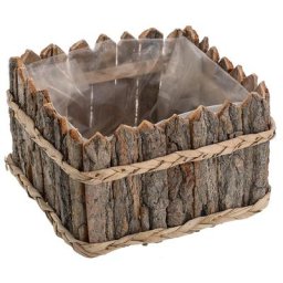 Jardinière en bois, carré, 24 cm
