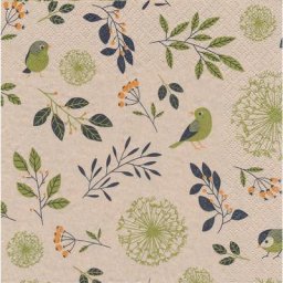 Serviettes en papier ""oiseaux et branches"", 33 x 33 cm, 20 pièces