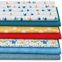 Lot de 7 coupons de tissu patchwork ""poules folles"", blanc/multicolore