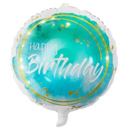Ballon hélium ""happy birthday"", aquarelle, Ø 45 cm