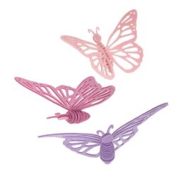 Kit créatif en feutrine ""papillon"", rose, 3 pièces