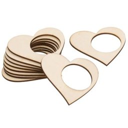 Ronds de serviette ""cœur"" en bois, 6,7 x 6,6 cm, 12 pièces
