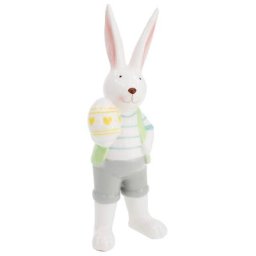 Figurine déco ""Lapin bleu/vert"", 21,8 cm