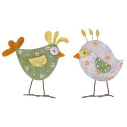 Oiseau en métal à poser, 12 cm, 2 pièces