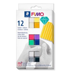 FIMO Effect Set de pâte polymère ""couleurs à effets"", 12 couleurs