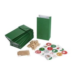 Kit créatif Sachets pour calendrier de l'Avent, vert-rouge, 24 pièces
