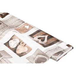 Tissu linge de table épongeable / toile cirée ""cœurs Valentina"", marron/multicolore