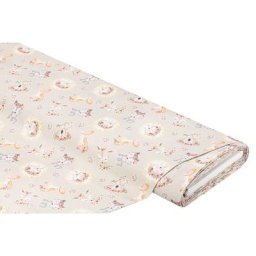 Tissu coton bio ""koala et amis"", nature/multicolore