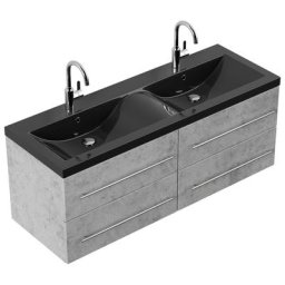 Meuble double vasque noir Apadena XL Aspect Béton