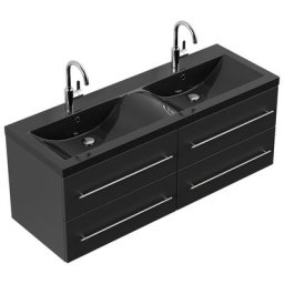 Meuble double vasque noir Apadena XL noir satiné