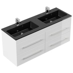 Meuble salle de bain Bridge 140 vasque noir, blanc brillant