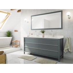 Ensemble meubles SDB cottage 2pcs ALFIOS 180 quartz Carrara monté laqué gris