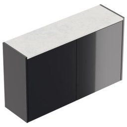Meuble à chaussures Alba-L Quartz 2 portes 12 paires Graphite brillant