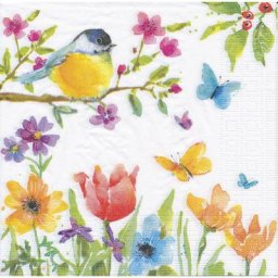 Serviettes en papier ""oiseau printemps"", 33 x 33 cm, 20 pcs.