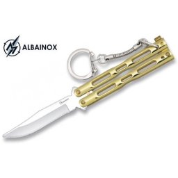 Couteau papillon balisong porte-clé doré ALBAINOX