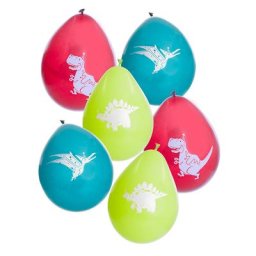 Ballons ""dinosaures"", 25 cm Ø, 6 pièces