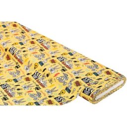 Tissu coton ""Bugs Bunny"", jaune/multicolore