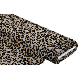 Tissu jacquard en jersey romanite ""léopard"", gris/jaune