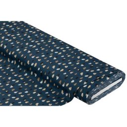 Tissu jersey en coton ""pois léopard"", bleu foncé/multicolore