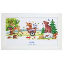 Tableau à broder ""animaux des bois"", 38 x 20 cm