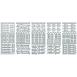 Stickers ""Ecritures"", argenté, 23 x 10 cm, 5 feuilles