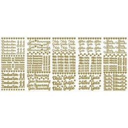Stickers ""Ecritures"", doré, 23 x 10 cm, 5 feuilles