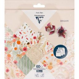 Clairefontaine Papier origami ""fleurs séchées"", 10 x 10 cm, 15 x 15 cm, 20 x 20 cm, 60 feuilles