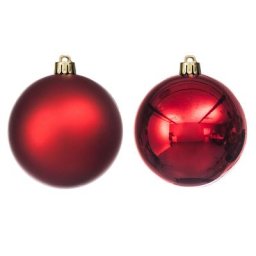 Boules de Noël en plastique, rouge, 10 cm Ø, 4 pièces