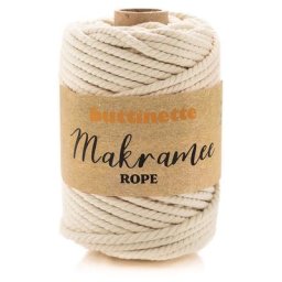 buttinette Corde peignée pour macramé ""rope"", écru, torsion triple, épaisseur : 5 mm, 55 m
