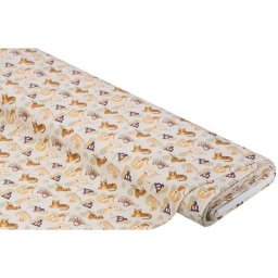 Tissu jersey en pur coton ""animaux de la jungle"", beige/multicolore