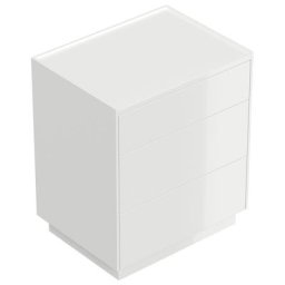 Table de chevet Lux L 60cm avec 3 tiroirs Push to Open Blanc brillant