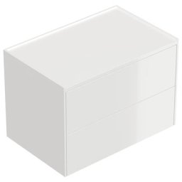 Table de chevet Somnia XL 70cm A avec 2 tiroirs Push to Open Blanc brillant