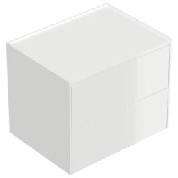 Table de chevet Somnia L 60cm A avec 2 tiroirs Push to Open Blanc brillant