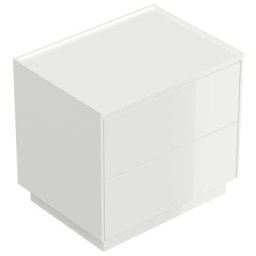 Table de chevet Concepto L 60cm B avec 2 tiroirs Push to Open Blanc brillant